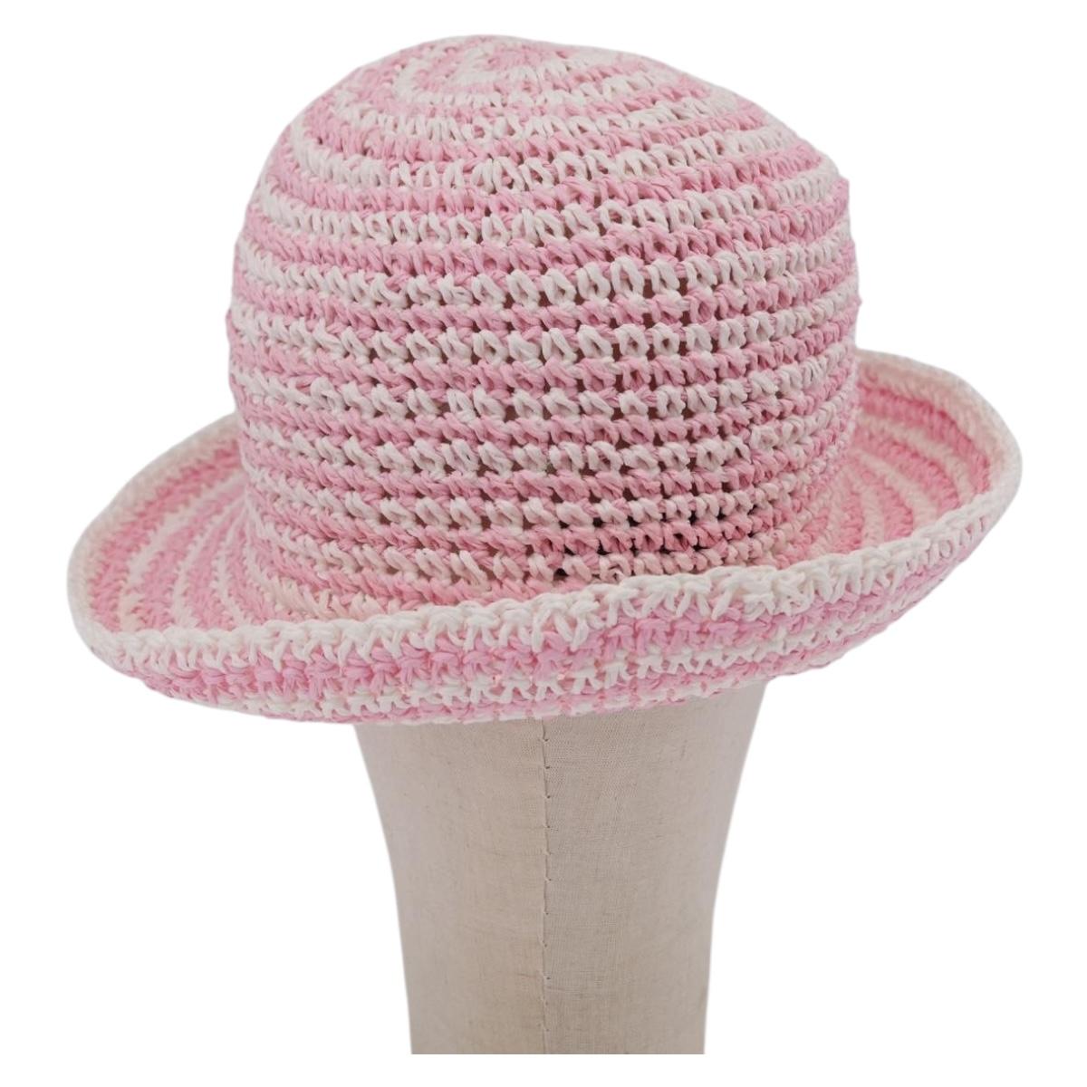 CHANEL Hat Straw M Pink CC Auth 167758M