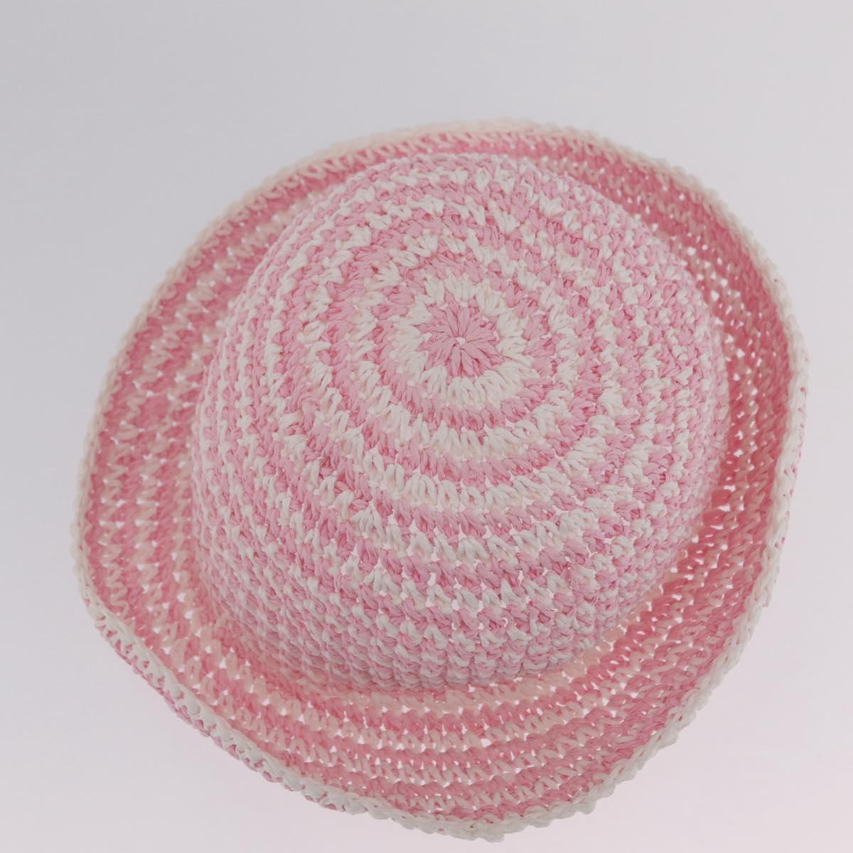 CHANEL Hat Straw M Pink CC Auth 167758M