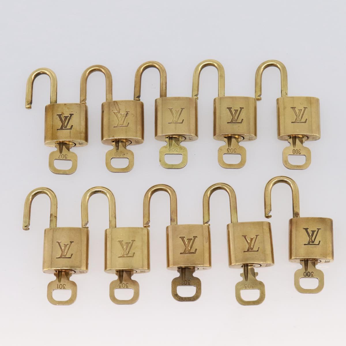 LOUIS VUITTON Padlock Metal 10 Set Gold LV Auth 167769