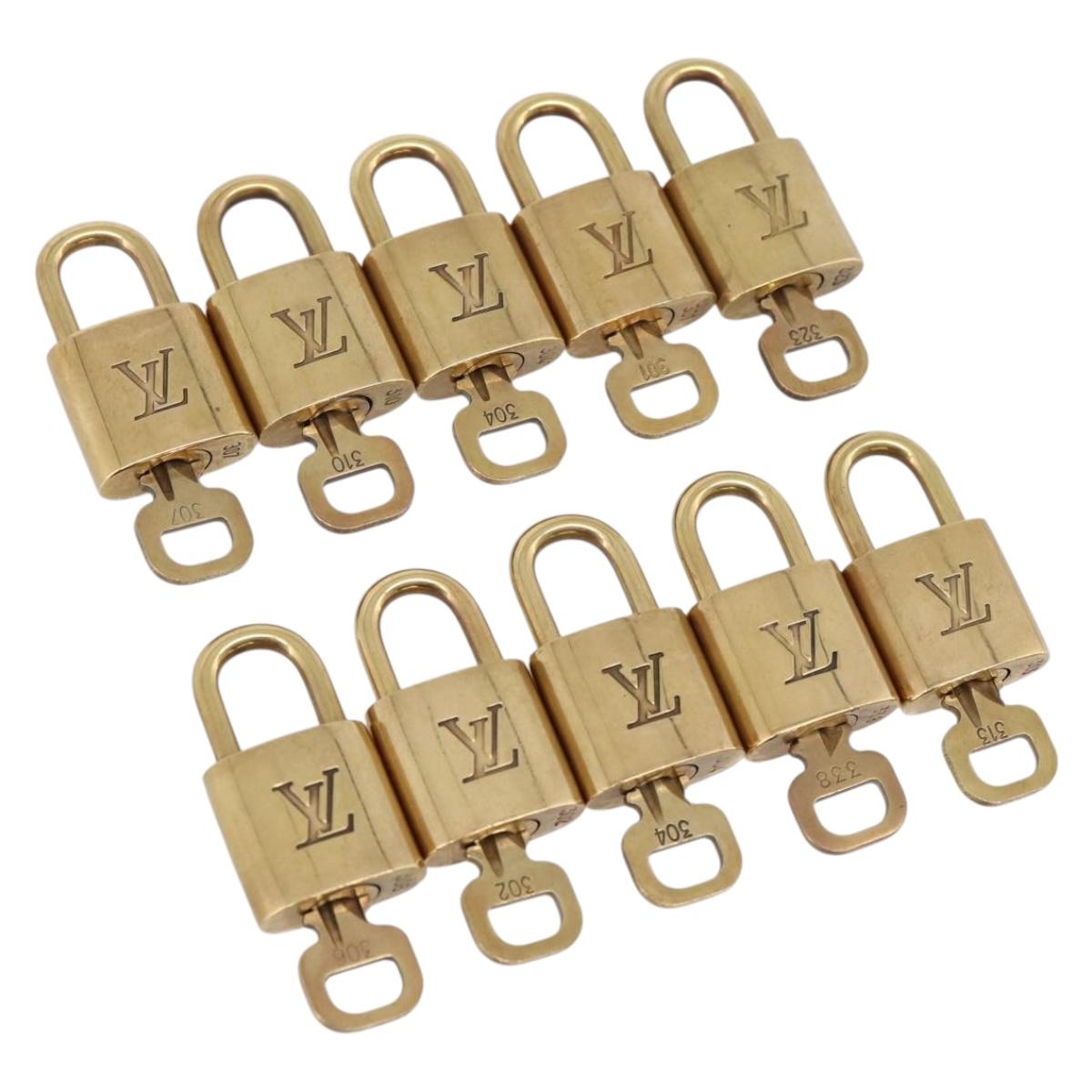 LOUIS VUITTON Padlock metal 10 Set Gold LV Auth 167770