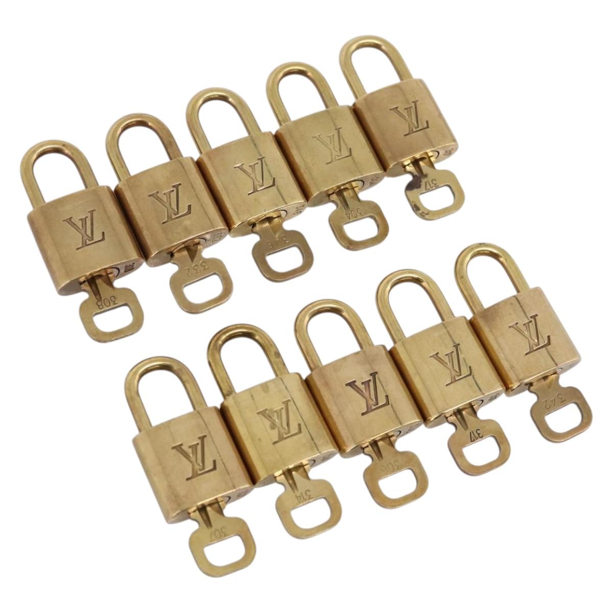 LOUIS VUITTON Padlock metal 10 Set Gold LV Auth 167771