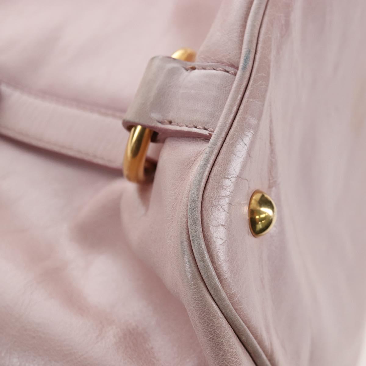 Miu Miu Hand Bag Leather 2way Pink Gold Auth 167773M