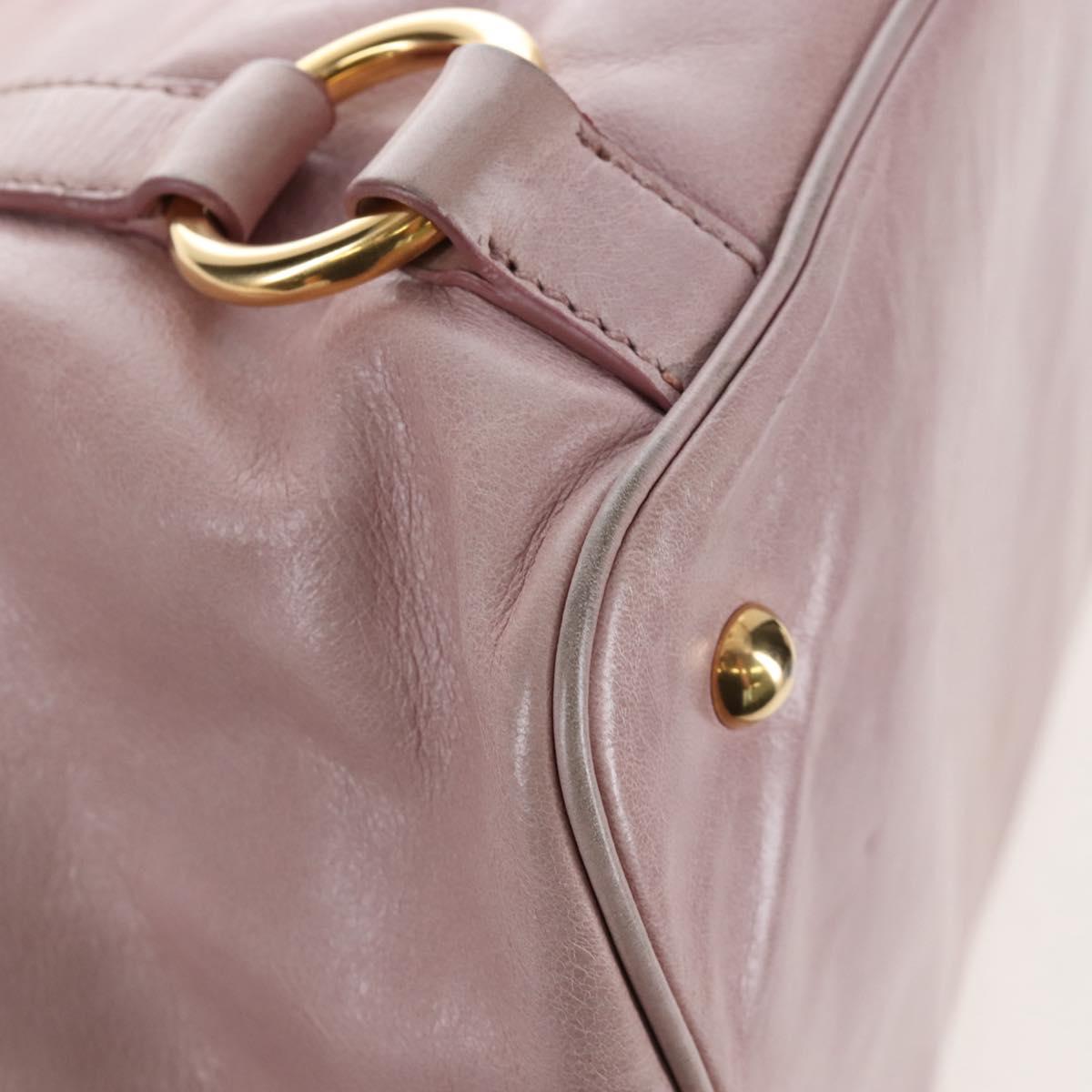 Miu Miu Hand Bag Leather 2way Pink Gold Auth 167773M