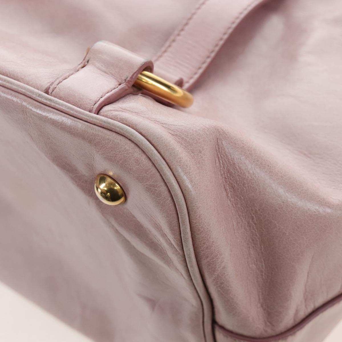 Miu Miu Hand Bag Leather 2way Pink Gold Auth 167773M