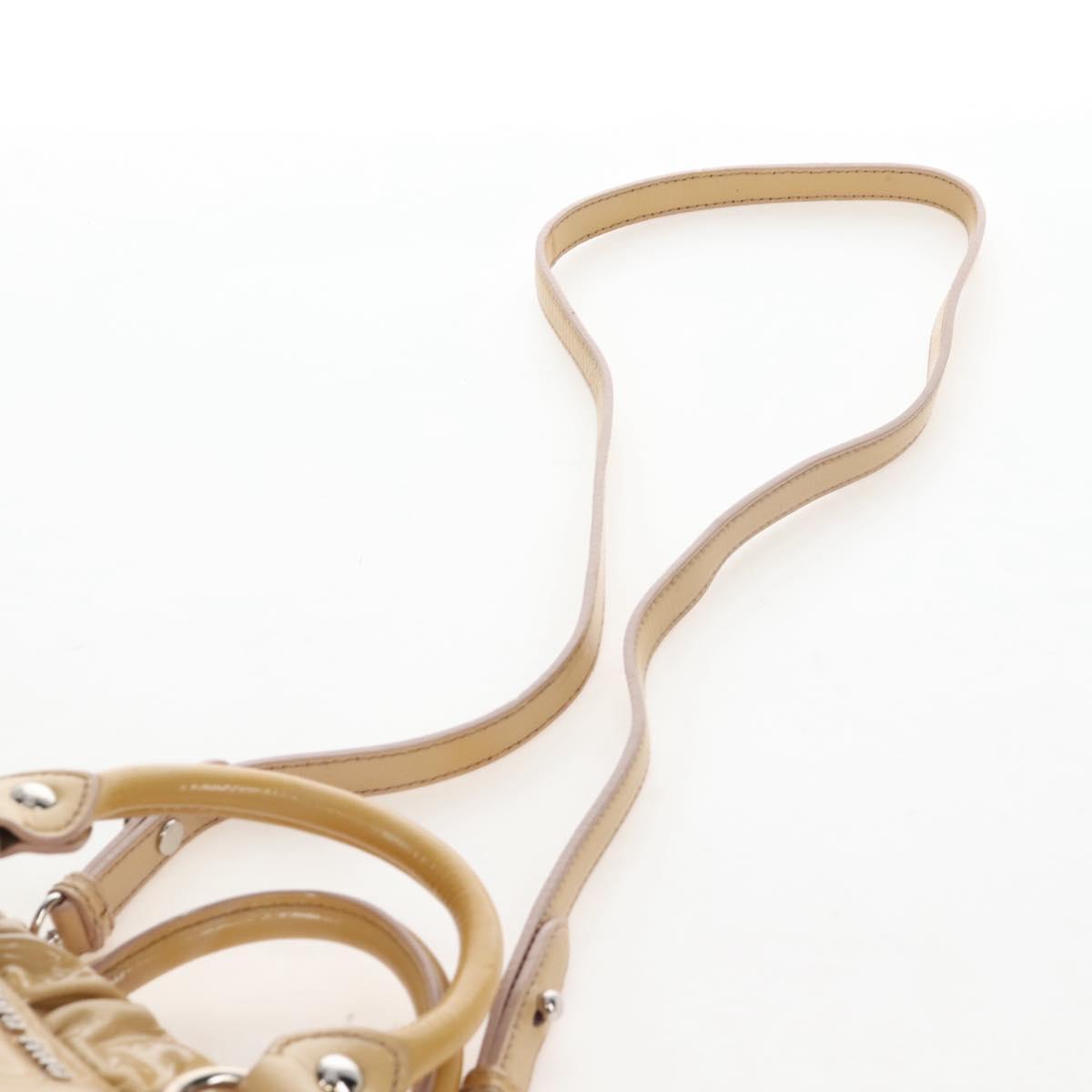Miu Miu Hand Bag Patent leather 2way Beige Silver Auth 167774A