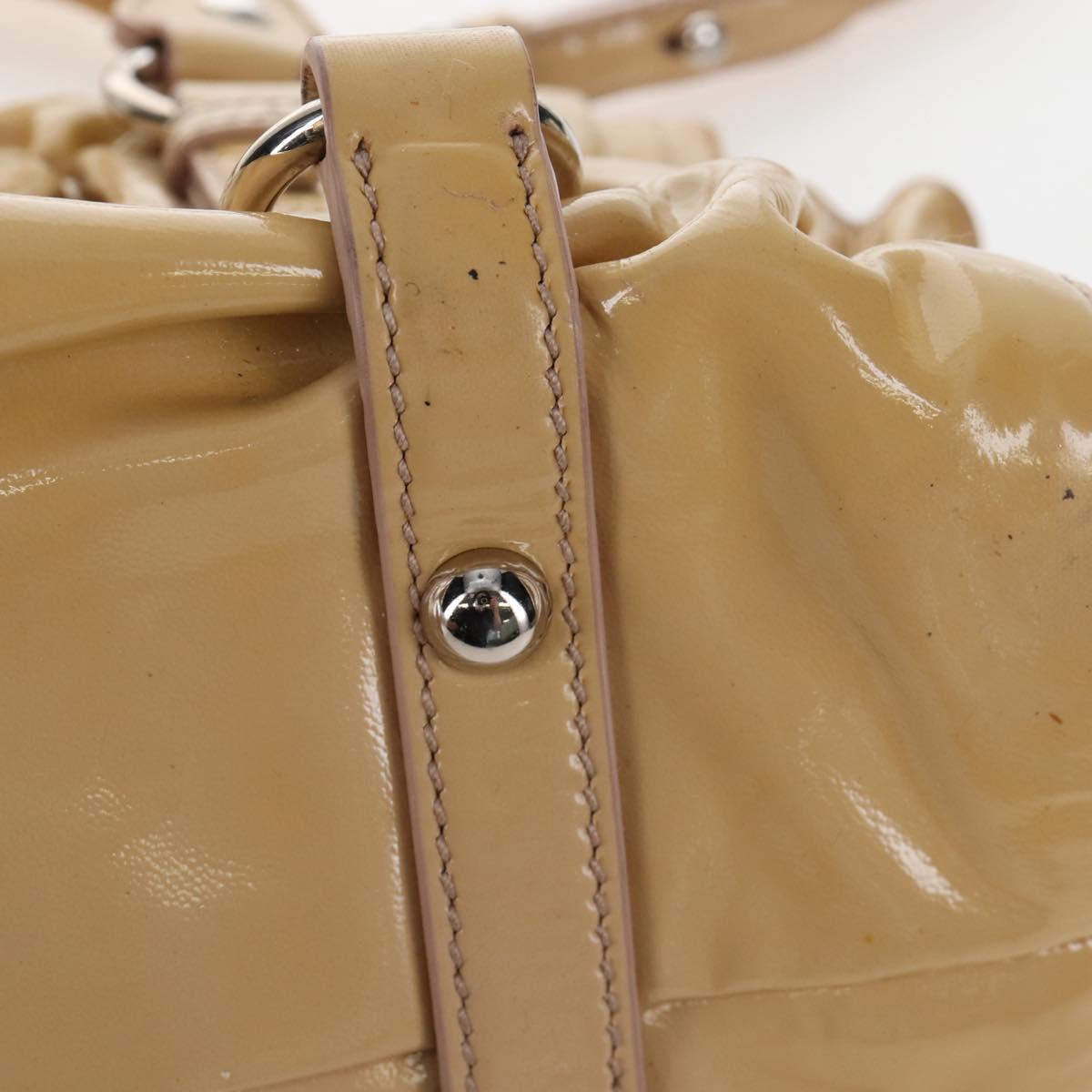 Miu Miu Hand Bag Patent leather 2way Beige Silver Auth 167774A