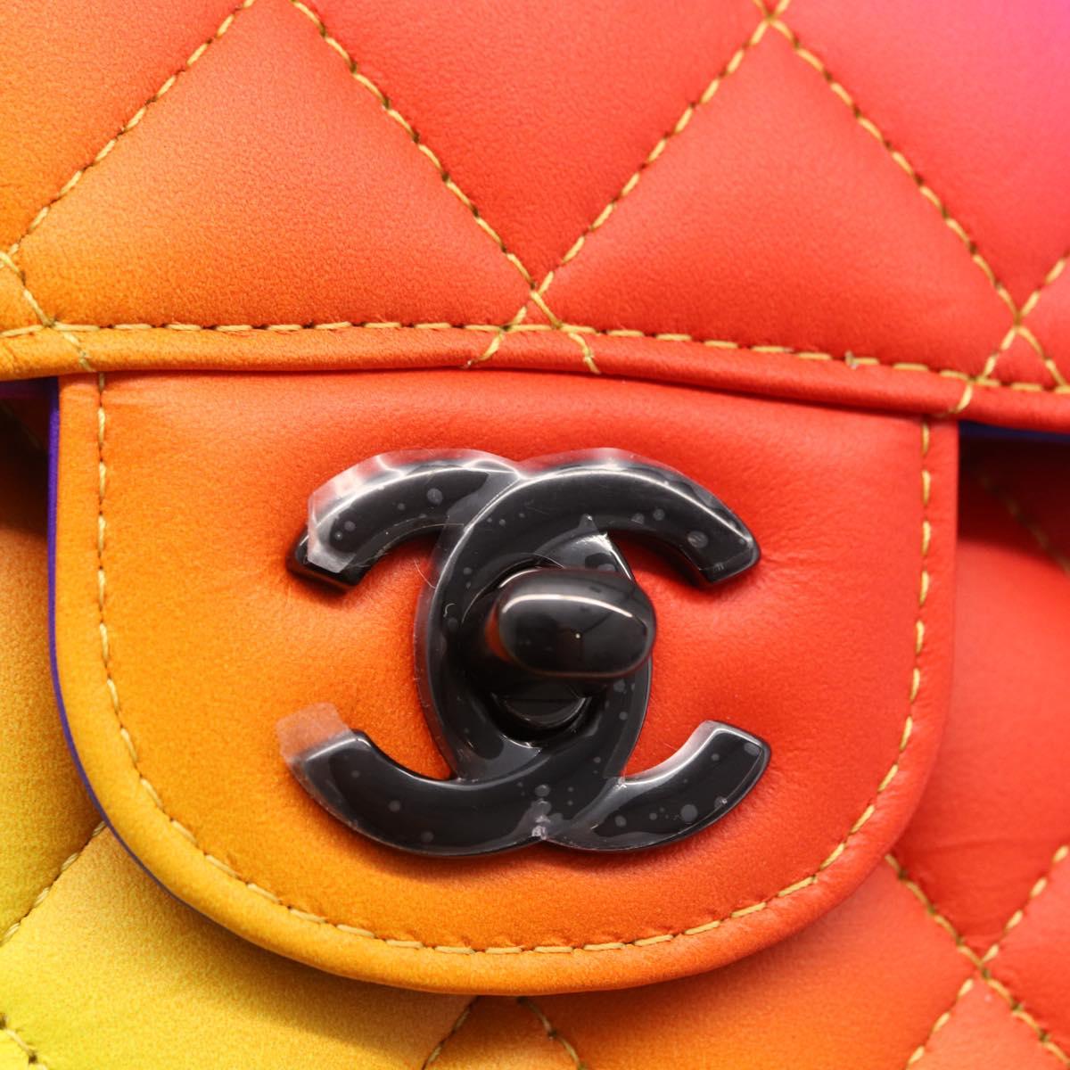 CHANEL Chain Matelasse 25 Shoulder Bag Calf Skin Rainbow CC Auth 167787SM