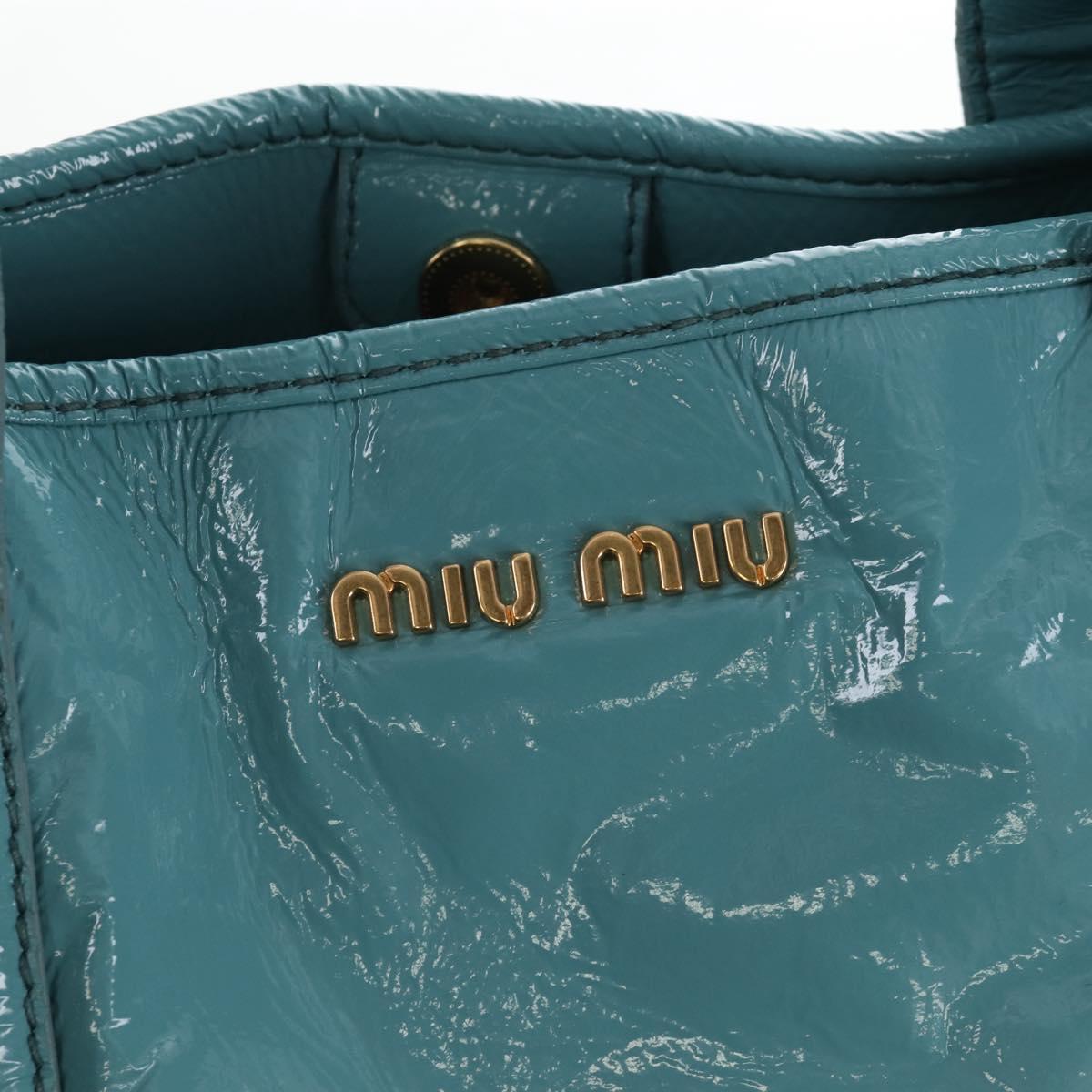 Miu Miu Hand Bag Enamel 2way Turquoise Blue Gold Auth 167794M