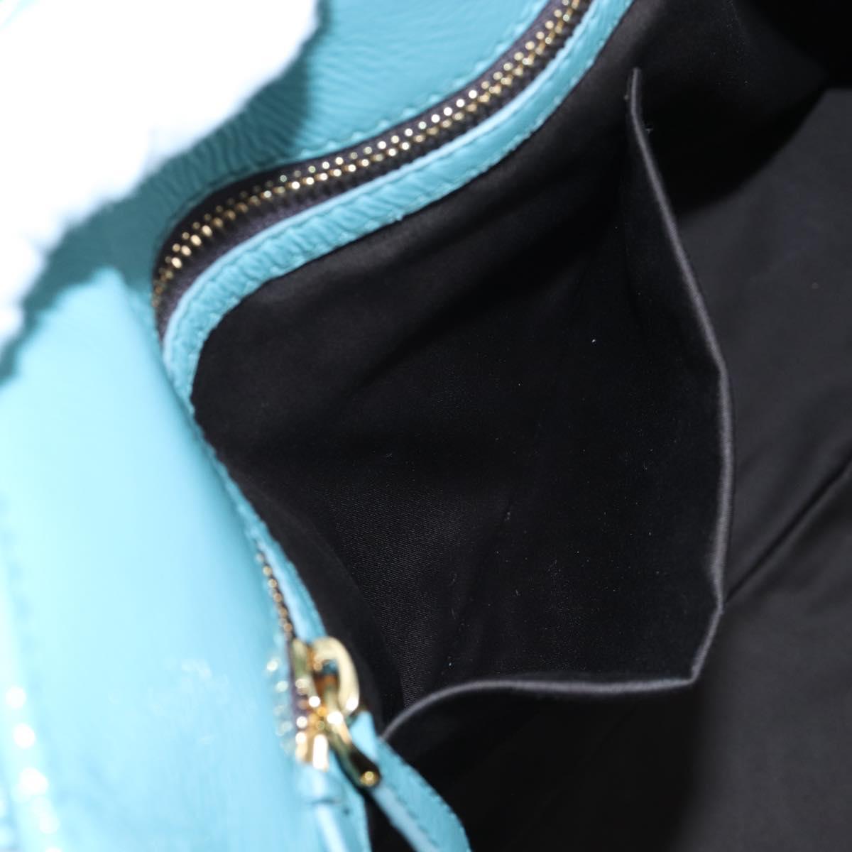 Miu Miu Hand Bag Enamel 2way Turquoise Blue Gold Auth 167794M
