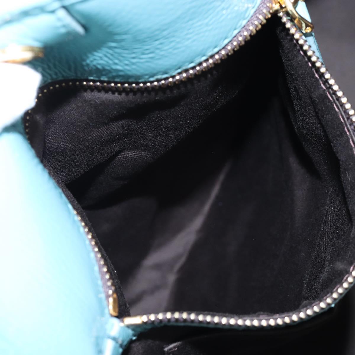 Miu Miu Hand Bag Enamel 2way Turquoise Blue Gold Auth 167794M