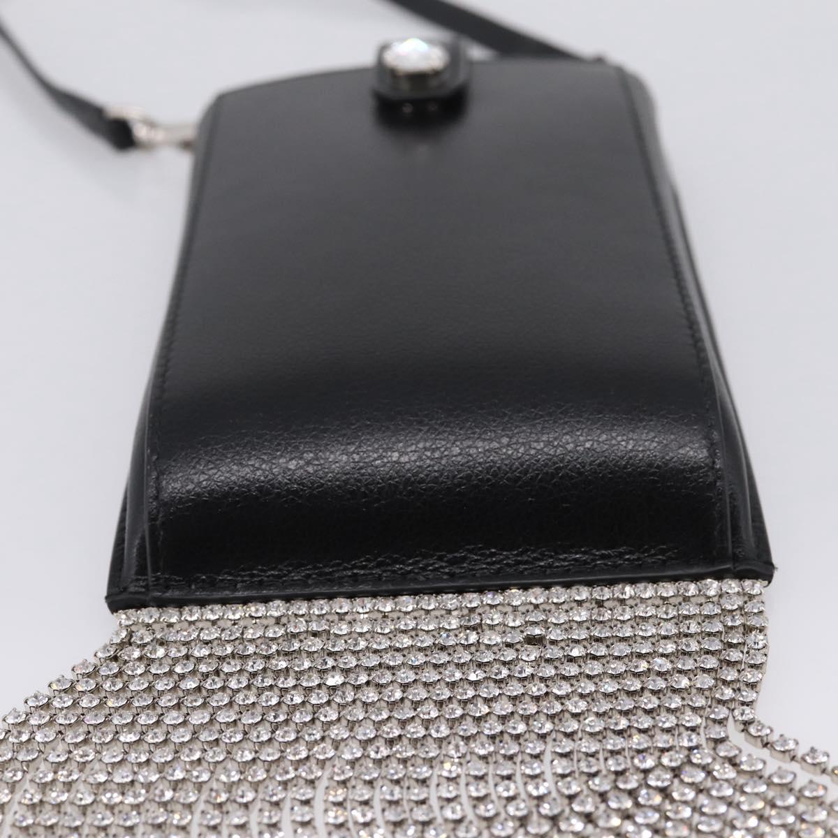 Miu Miu Shoulder Bag Leather Black Silver Auth 167796A