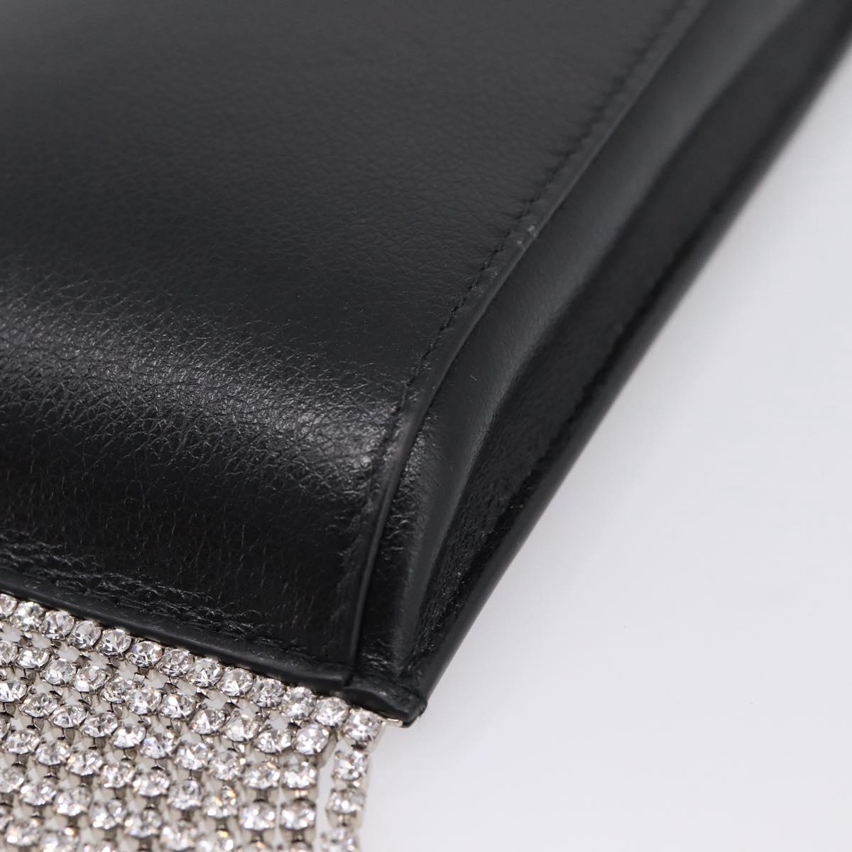 Miu Miu Shoulder Bag Leather Black Silver Auth 167796A