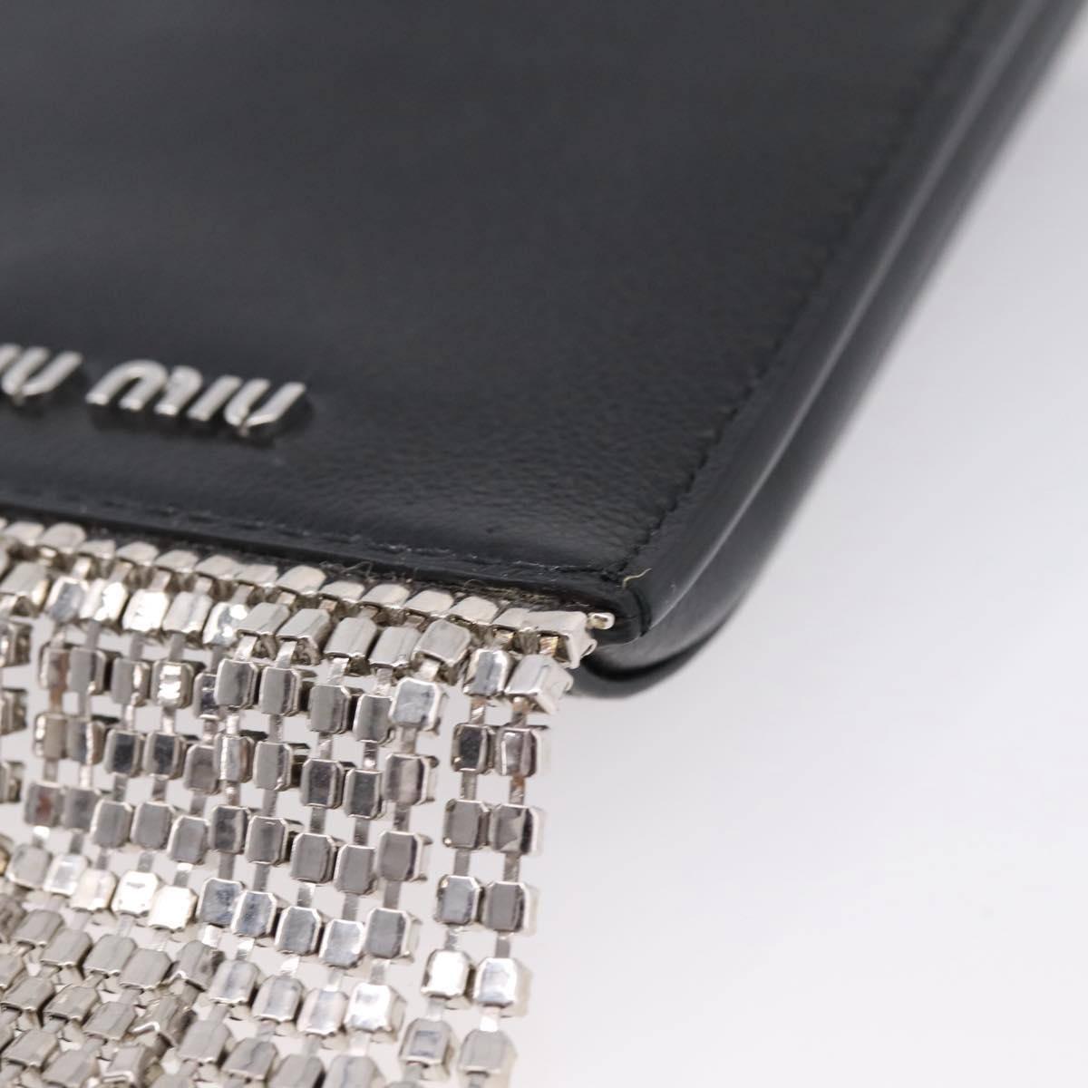 Miu Miu Shoulder Bag Leather Black Silver Auth 167796A