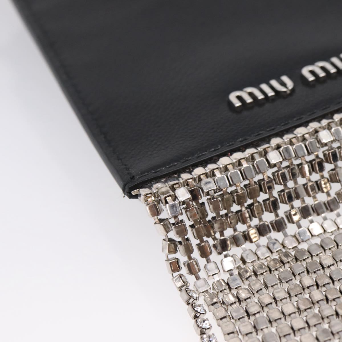 Miu Miu Shoulder Bag Leather Black Silver Auth 167796A