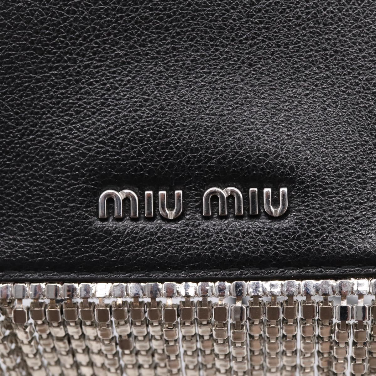 Miu Miu Shoulder Bag Leather Black Silver Auth 167796A