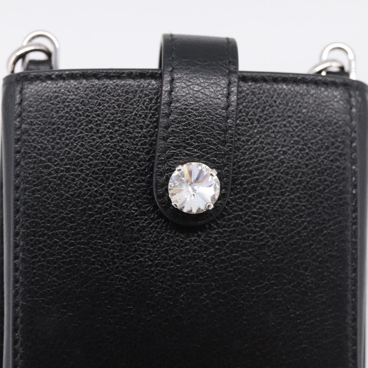 Miu Miu Shoulder Bag Leather Black Silver Auth 167796A