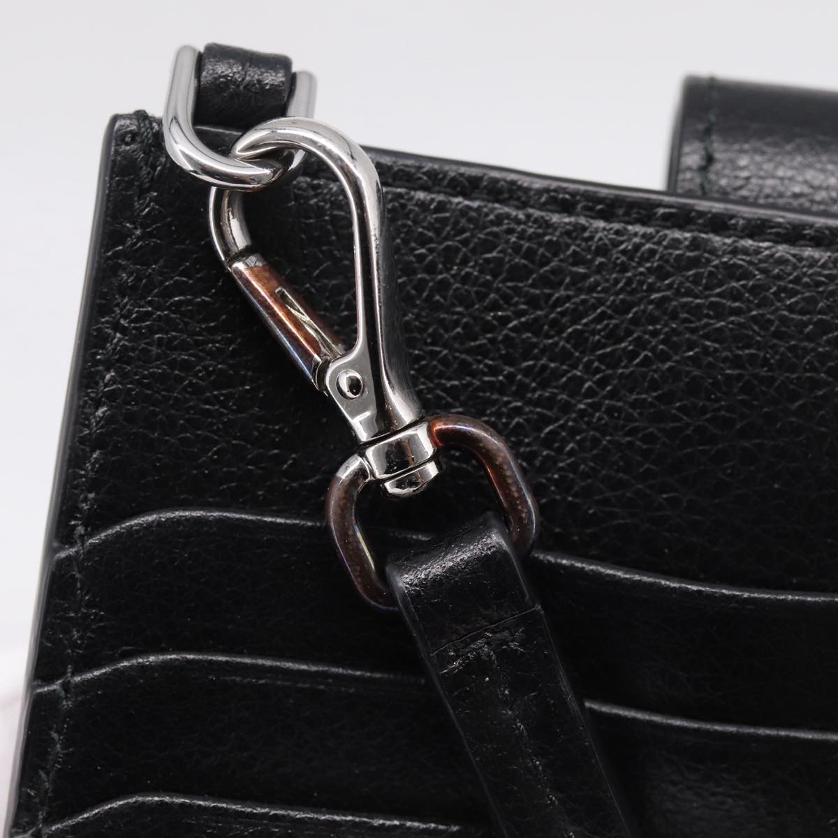 Miu Miu Shoulder Bag Leather Black Silver Auth 167796A