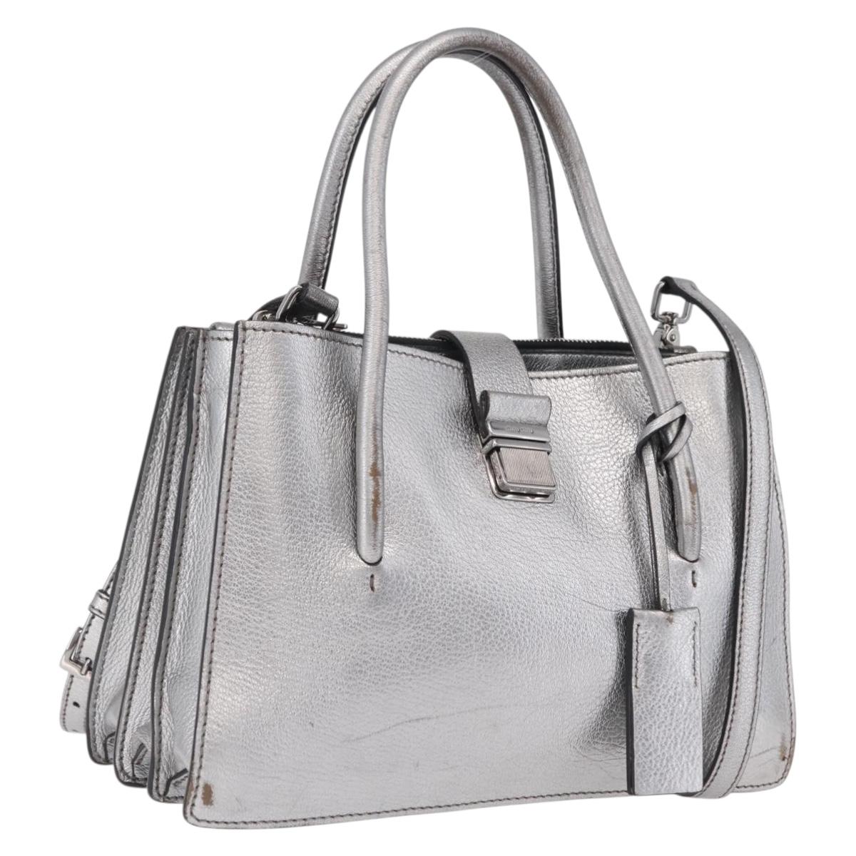 Miu Miu Hand Bag Leather 2way Silver Auth 167797A