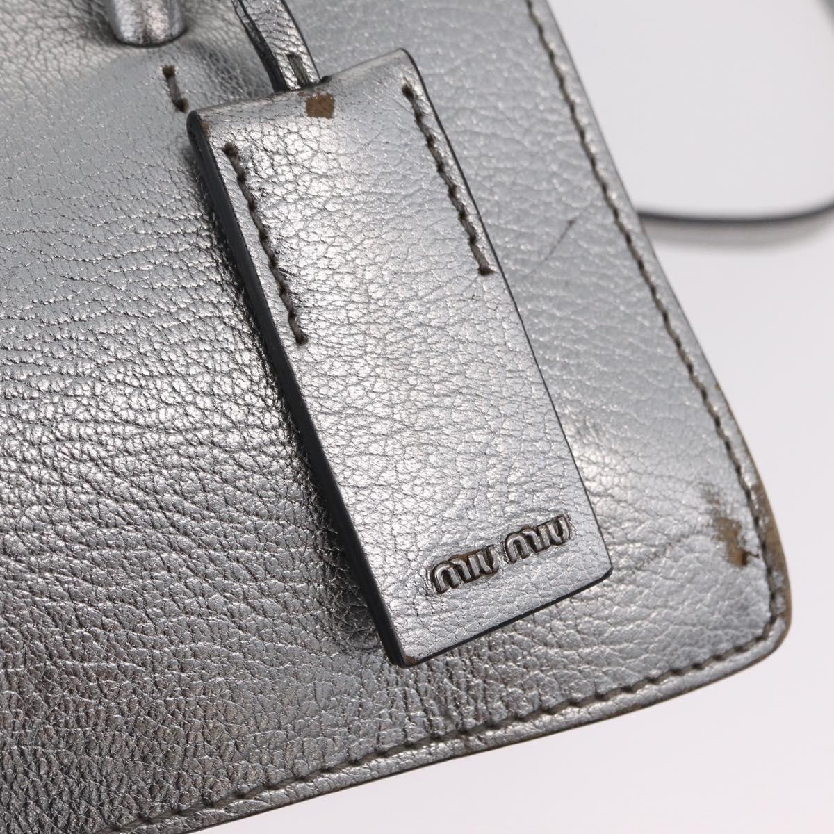 Miu Miu Hand Bag Leather 2way Silver Auth 167797A