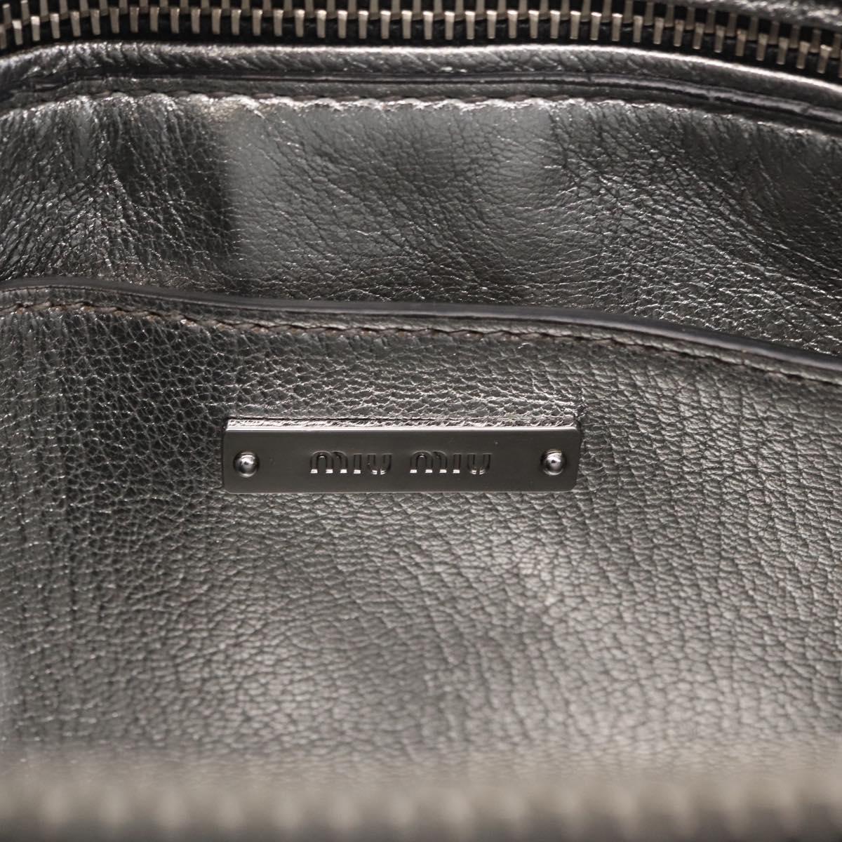 Miu Miu Hand Bag Leather 2way Silver Auth 167797A