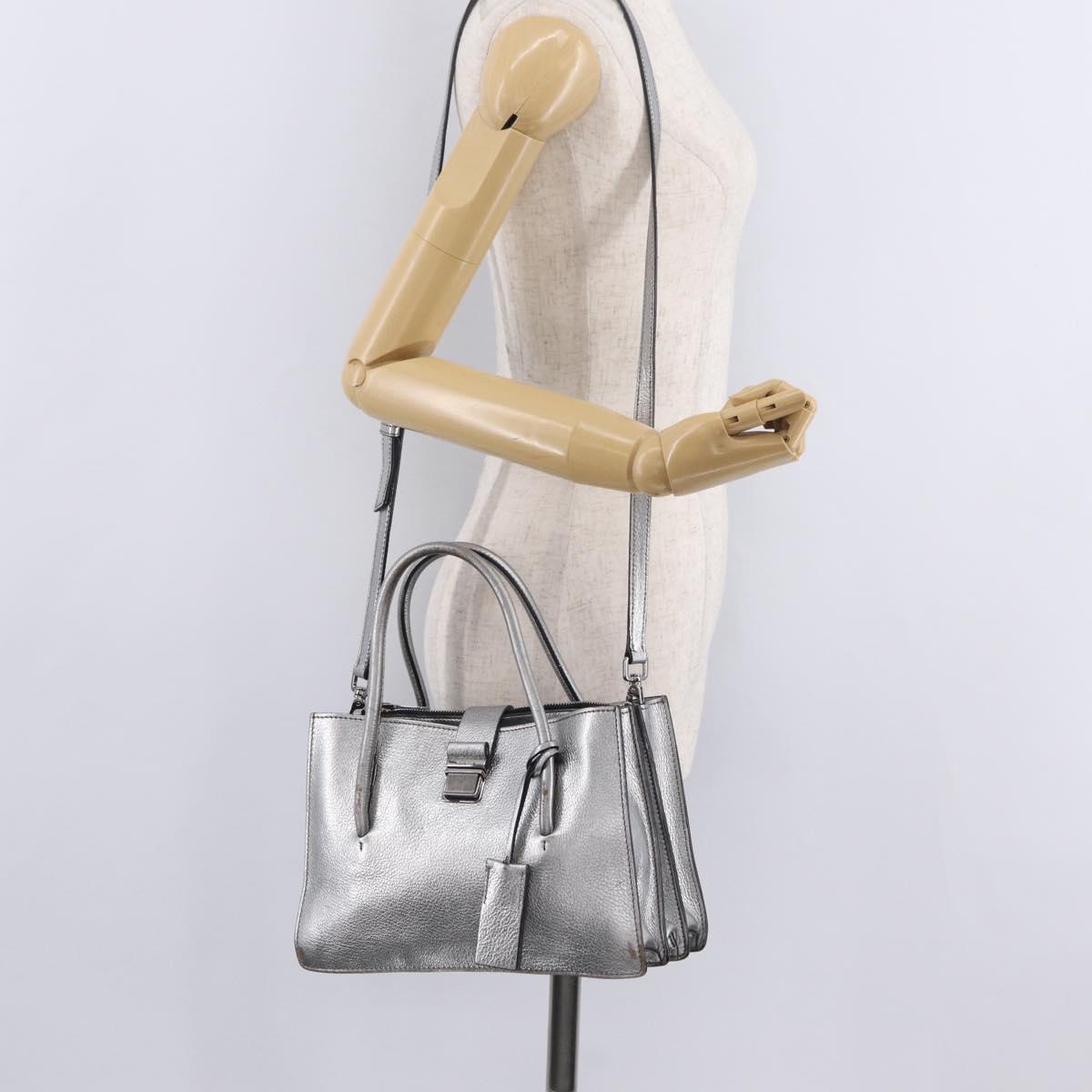 Miu Miu Hand Bag Leather 2way Silver Auth 167797A