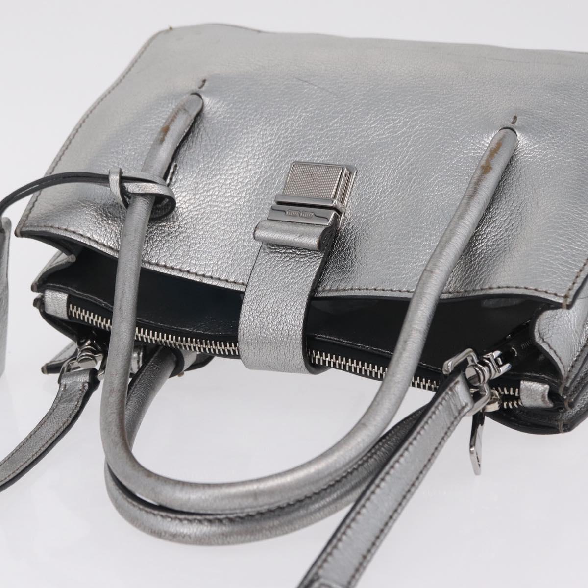 Miu Miu Hand Bag Leather 2way Silver Auth 167797A