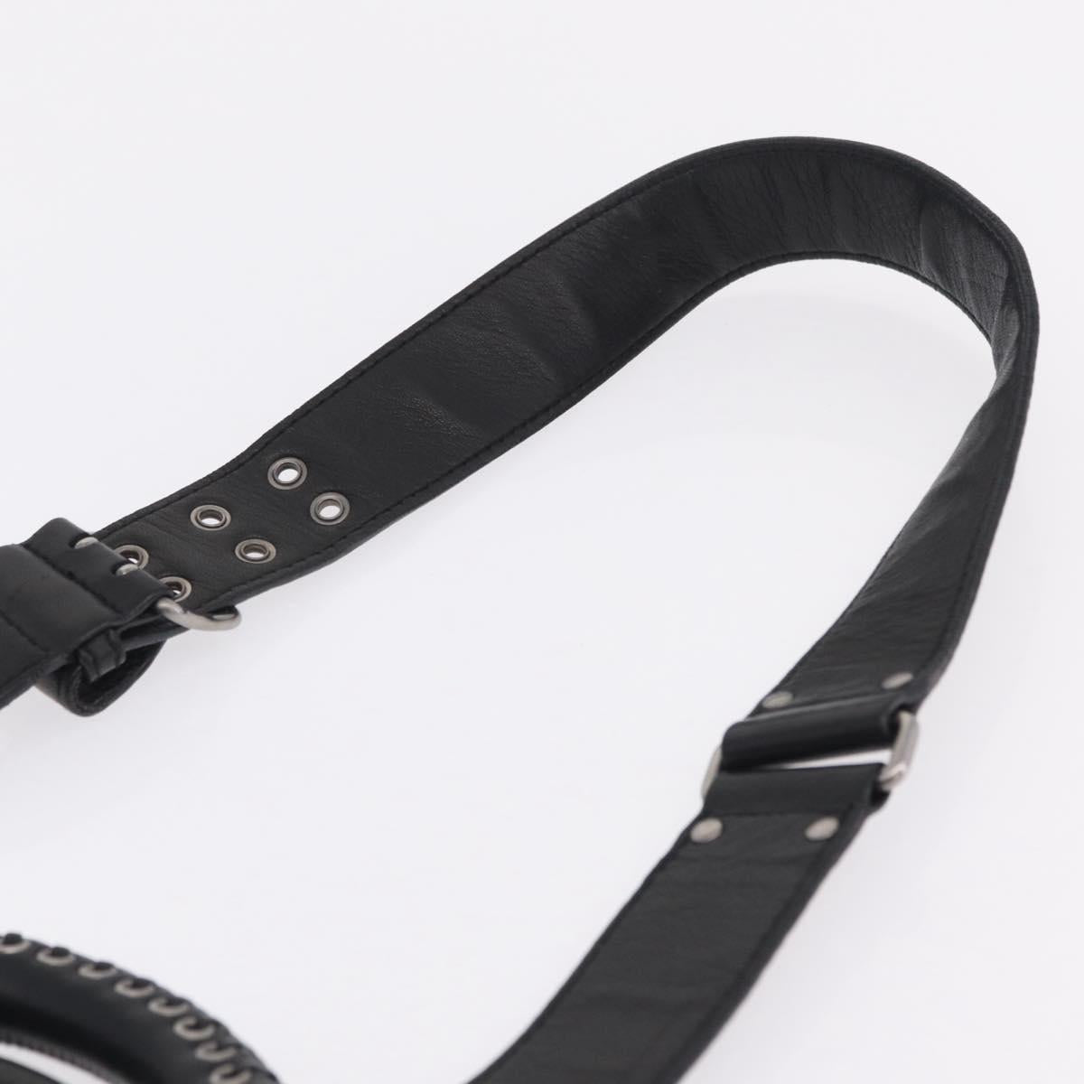 Miu Miu Hand Bag Leather 2way Black Silver Auth 167798M