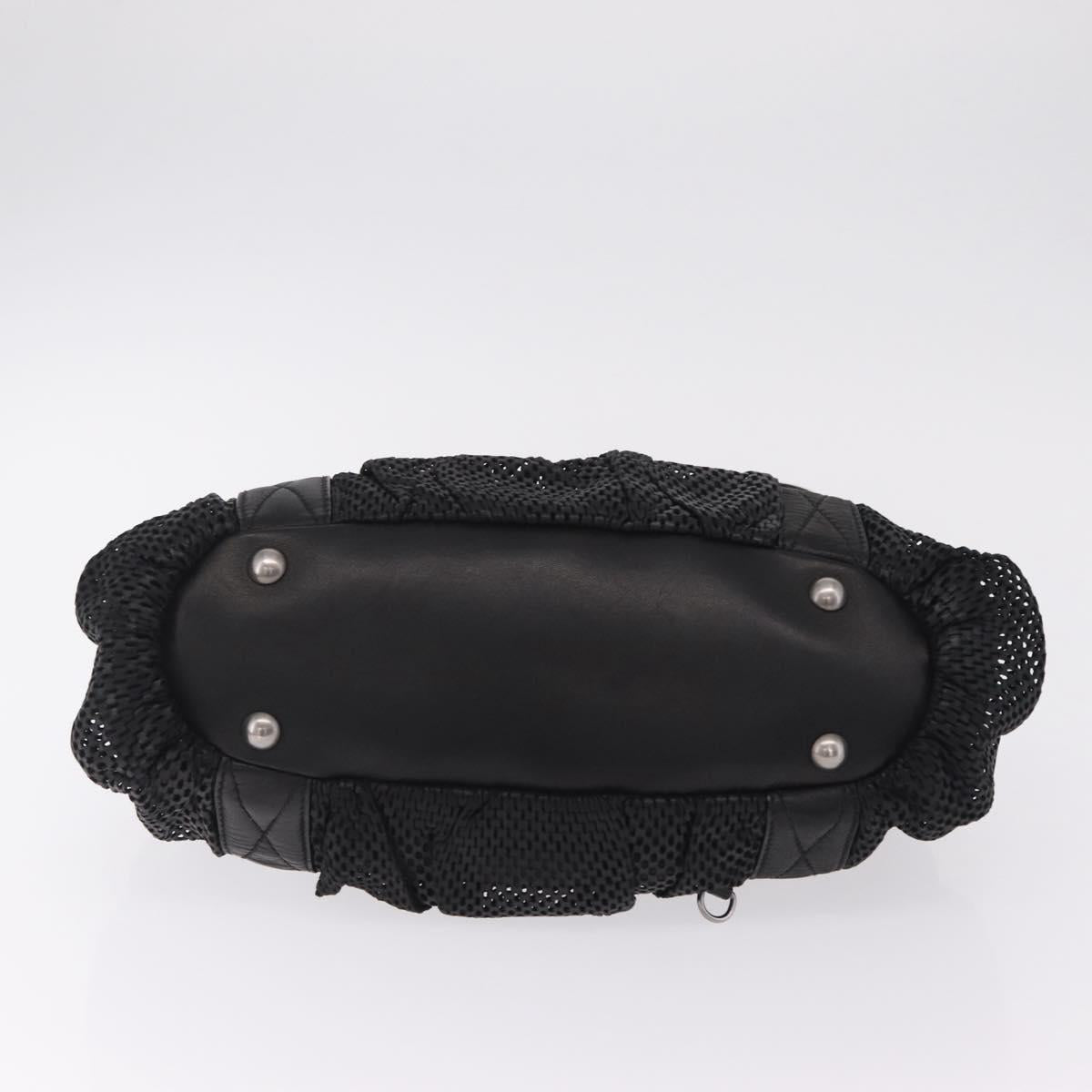 Miu Miu Hand Bag Leather 2way Black Silver Auth 167798M