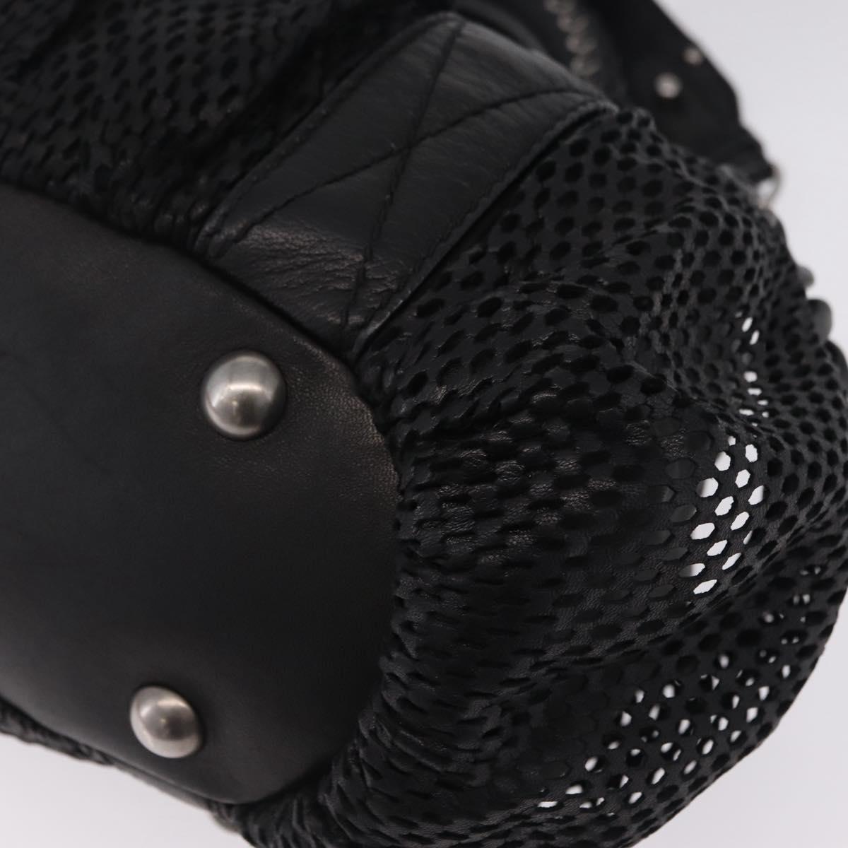 Miu Miu Hand Bag Leather 2way Black Silver Auth 167798M