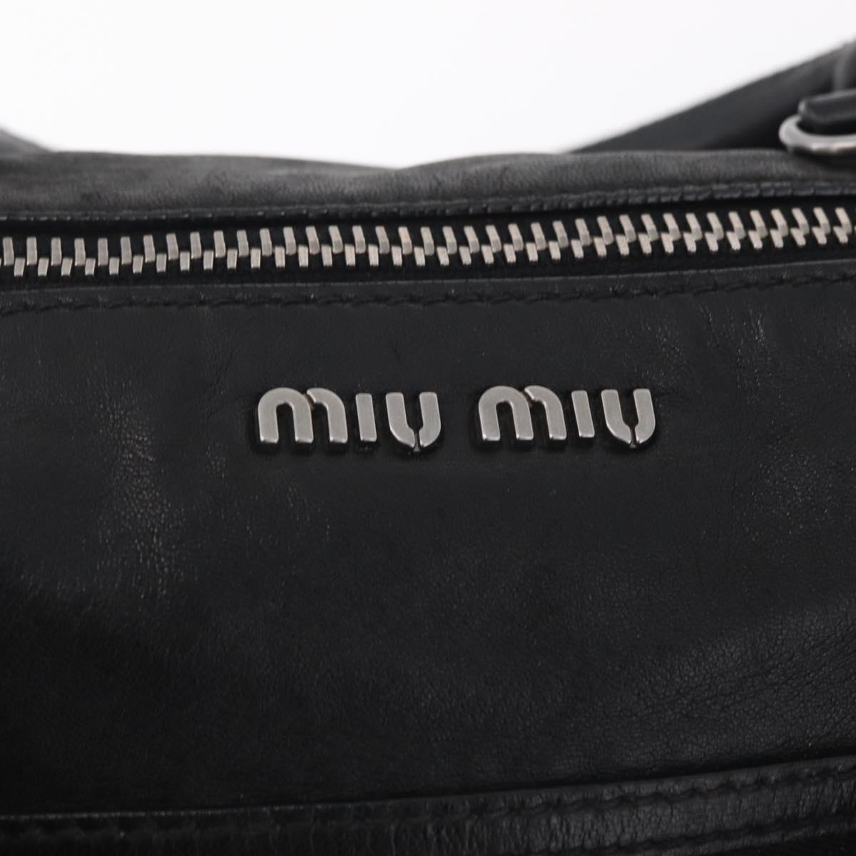 Miu Miu Hand Bag Leather 2way Black Silver Auth 167798M