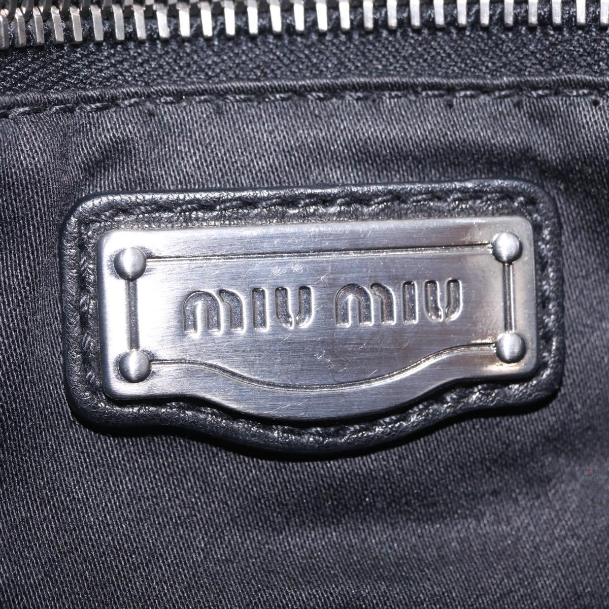 Miu Miu Hand Bag Leather 2way Black Silver Auth 167798M
