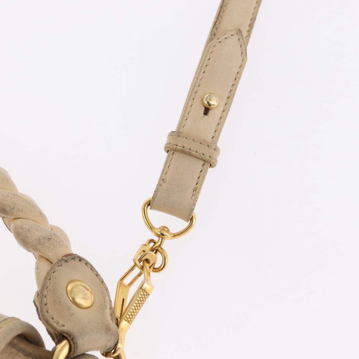 Miu Miu Hand Bag Leather 2way Beige Gold Auth 167799