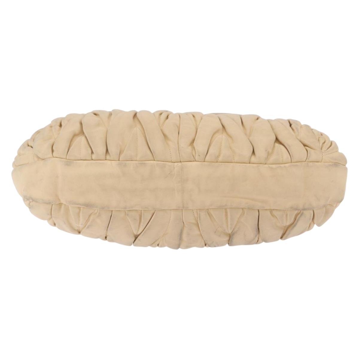 Miu Miu Hand Bag Leather 2way Beige Gold Auth 167799