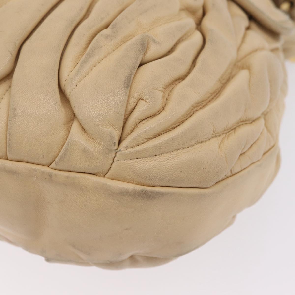 Miu Miu Hand Bag Leather 2way Beige Gold Auth 167799