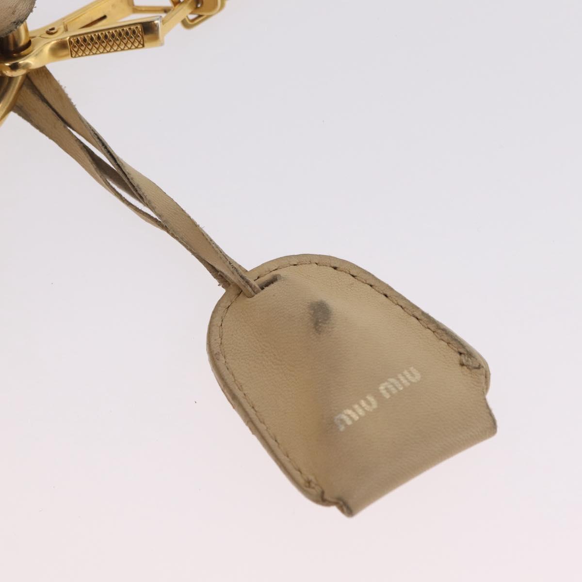 Miu Miu Hand Bag Leather 2way Beige Gold Auth 167799