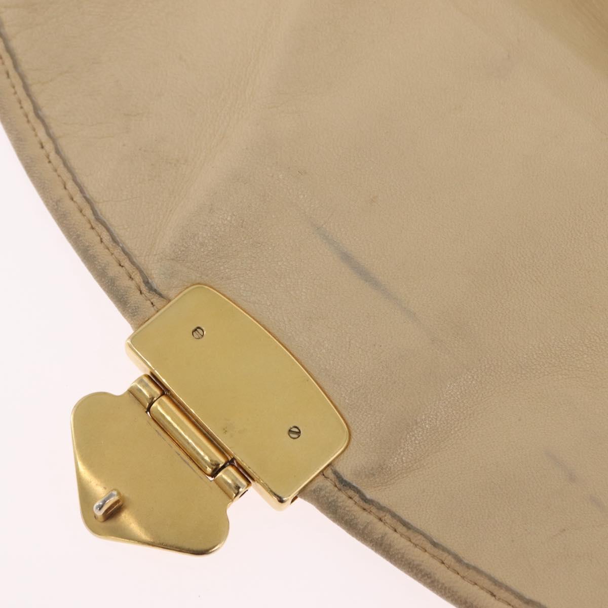 Miu Miu Hand Bag Leather 2way Beige Gold Auth 167799