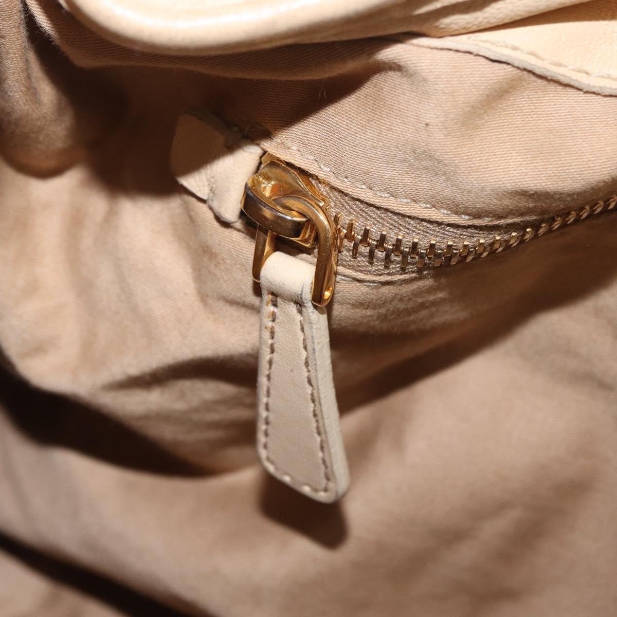 Miu Miu Hand Bag Leather 2way Beige Gold Auth 167799