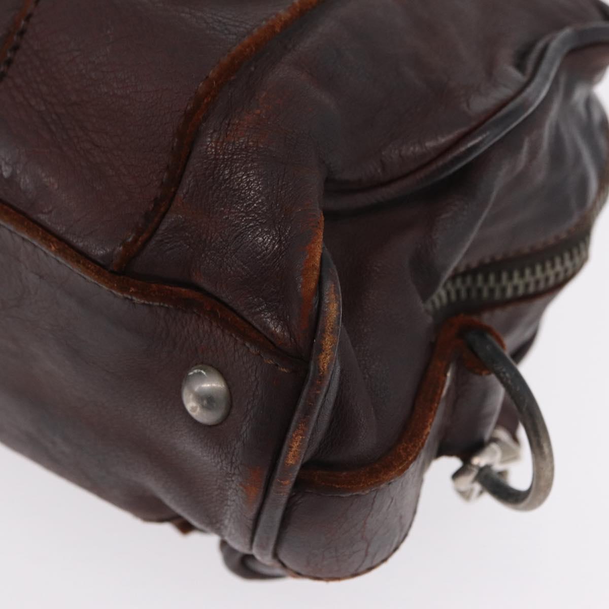 Miu Miu Hand Bag Leather 2way Brown Silver Auth 167800