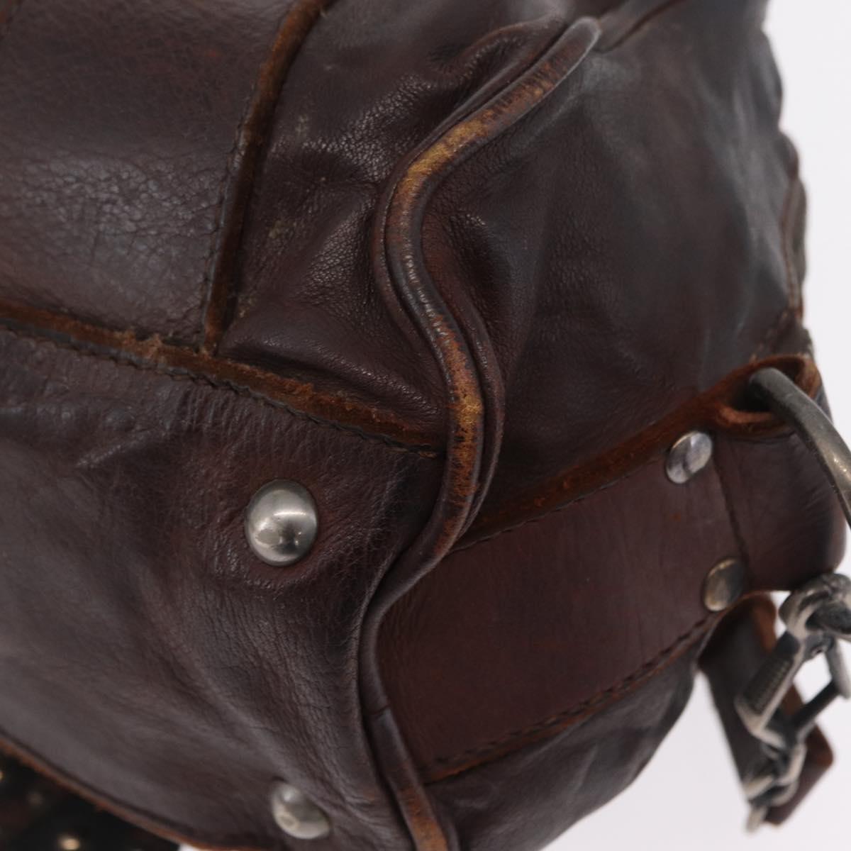 Miu Miu Hand Bag Leather 2way Brown Silver Auth 167800