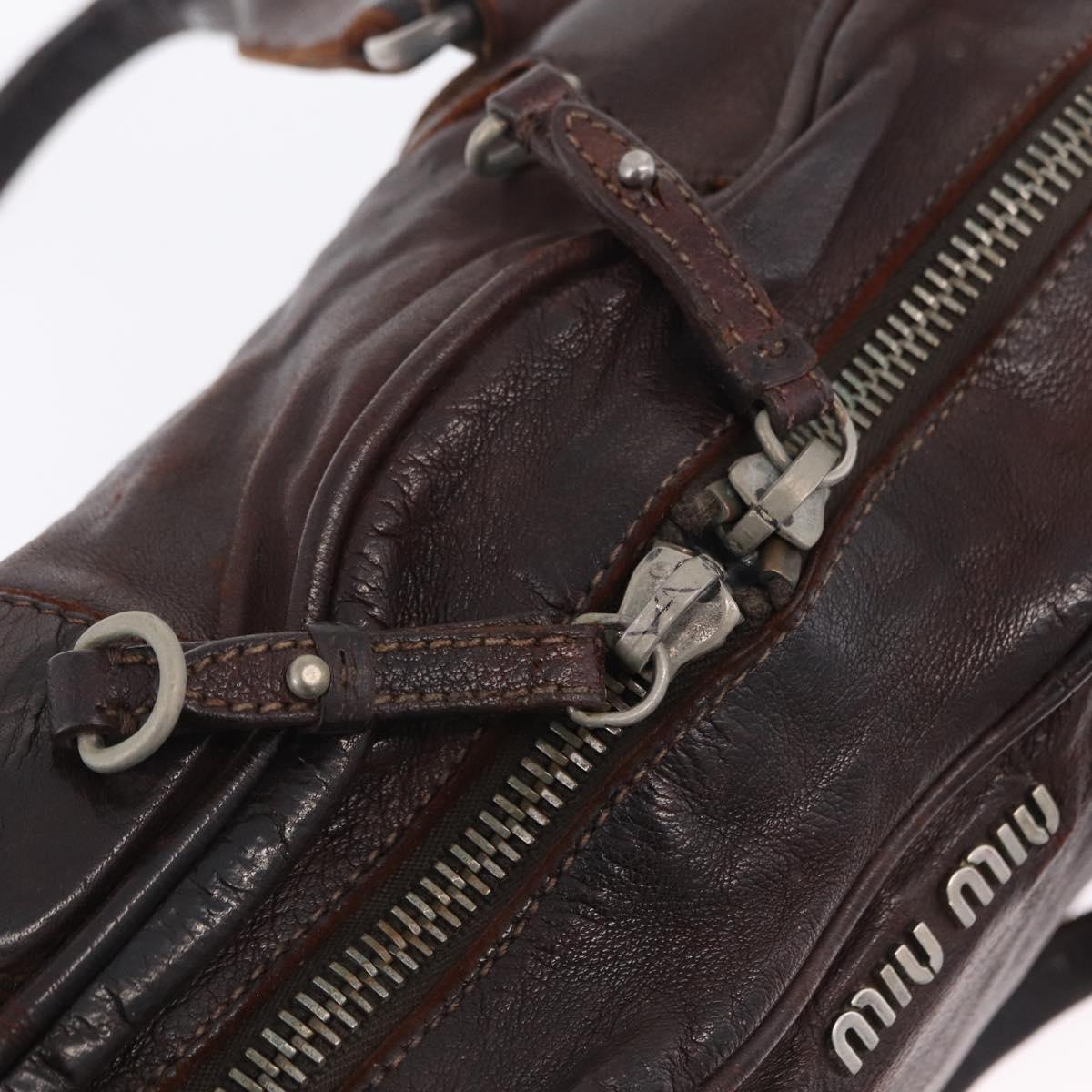 Miu Miu Hand Bag Leather 2way Brown Silver Auth 167800