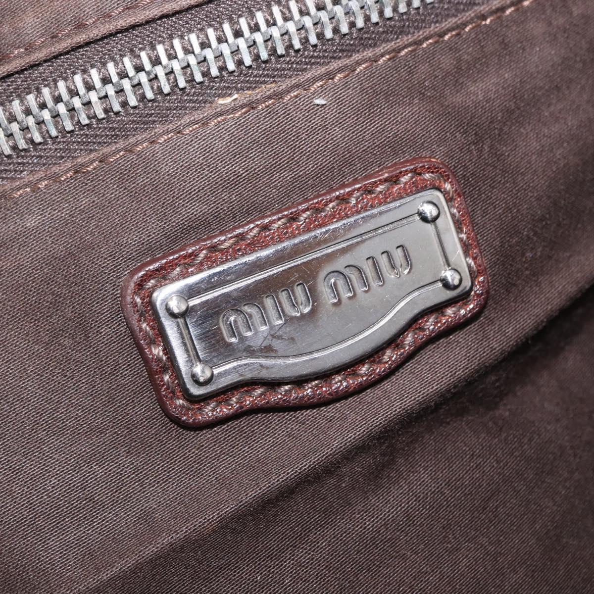 Miu Miu Hand Bag Leather 2way Brown Silver Auth 167800
