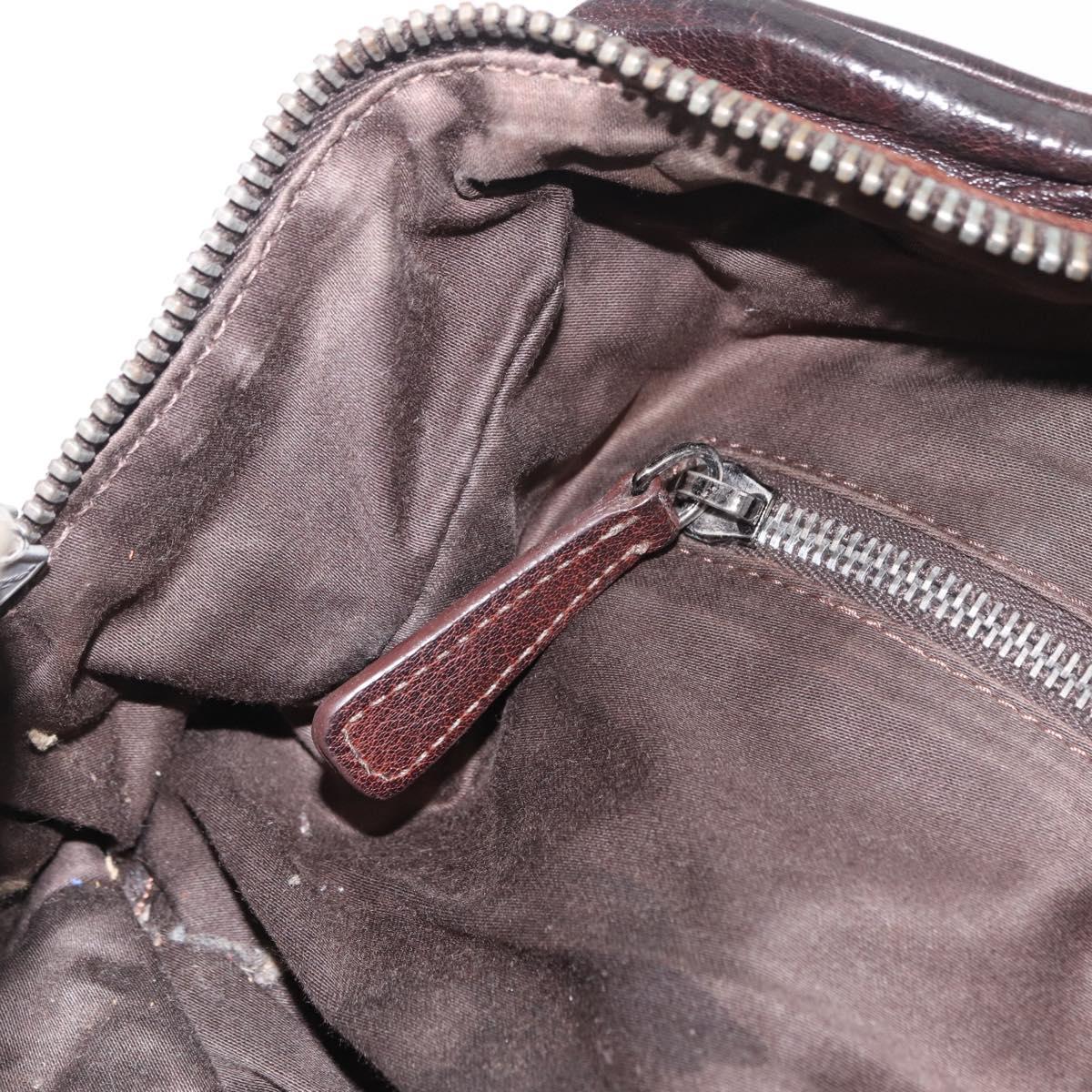 Miu Miu Hand Bag Leather 2way Brown Silver Auth 167800