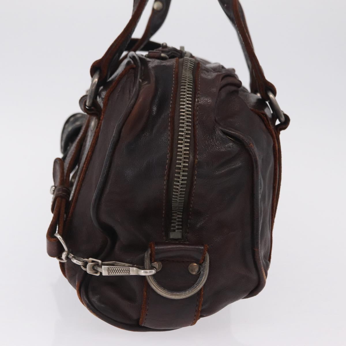 Miu Miu Hand Bag Leather 2way Brown Silver Auth 167800
