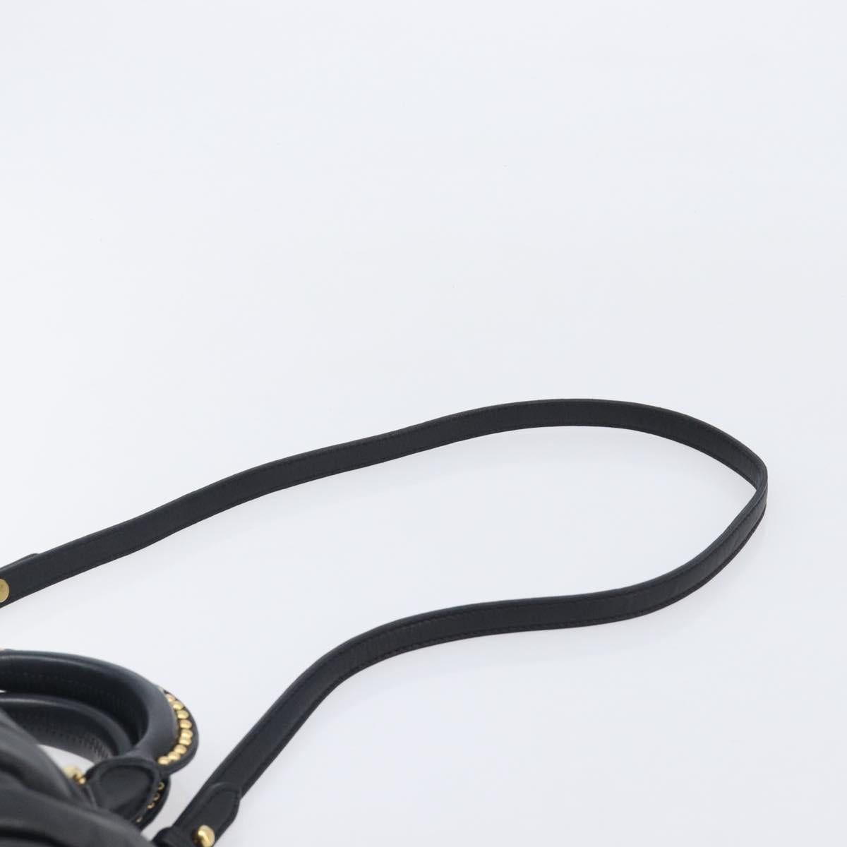 Miu Miu Hand Bag Leather 2way Black Gold Auth 167802M