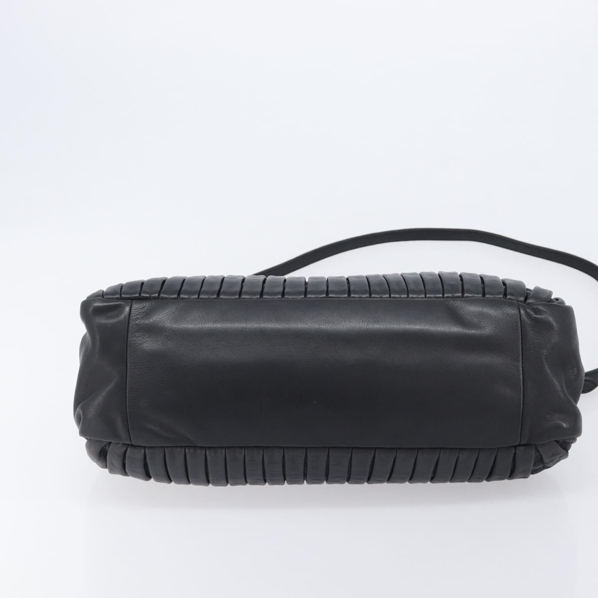 Miu Miu Hand Bag Leather 2way Black Gold Auth 167802M