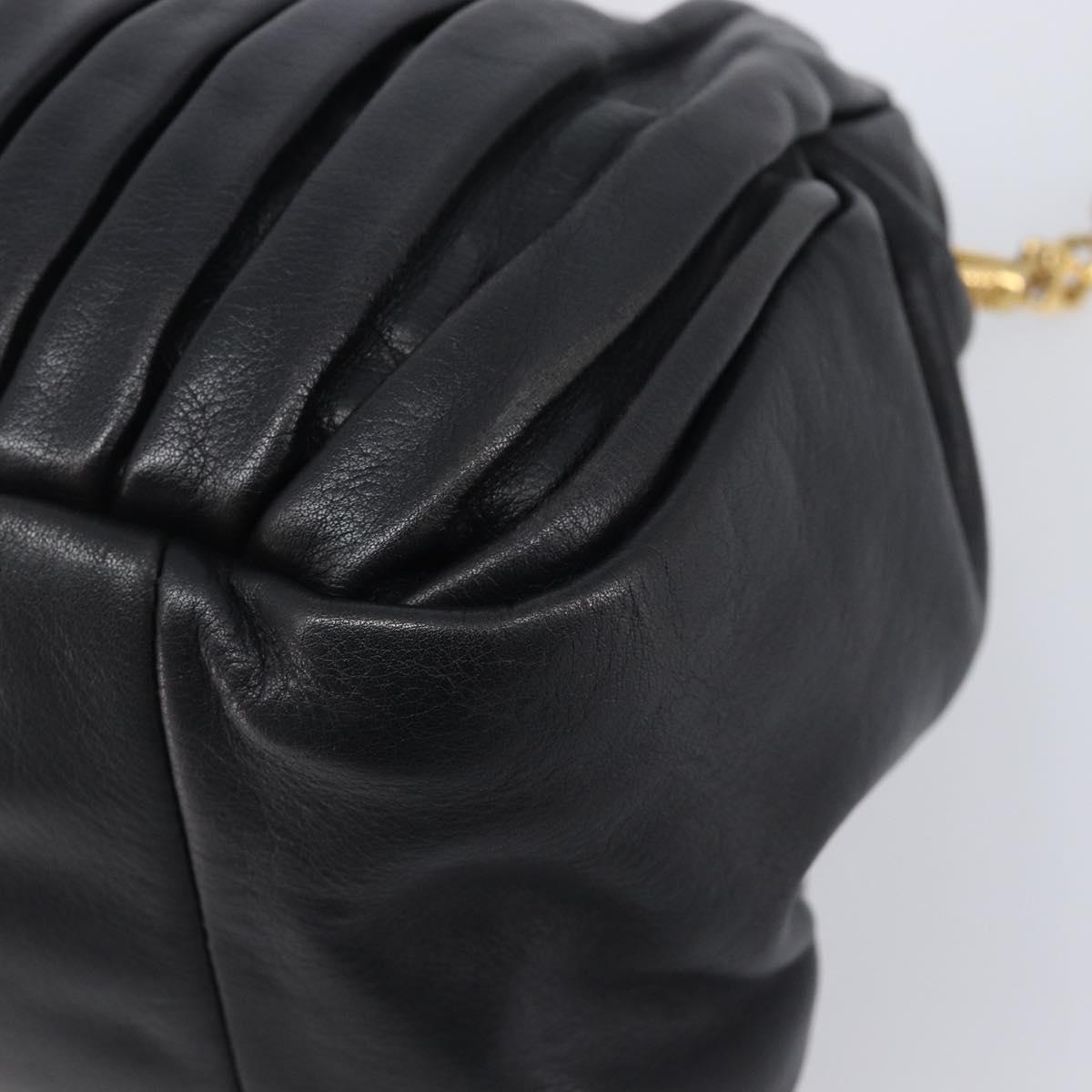 Miu Miu Hand Bag Leather 2way Black Gold Auth 167802M