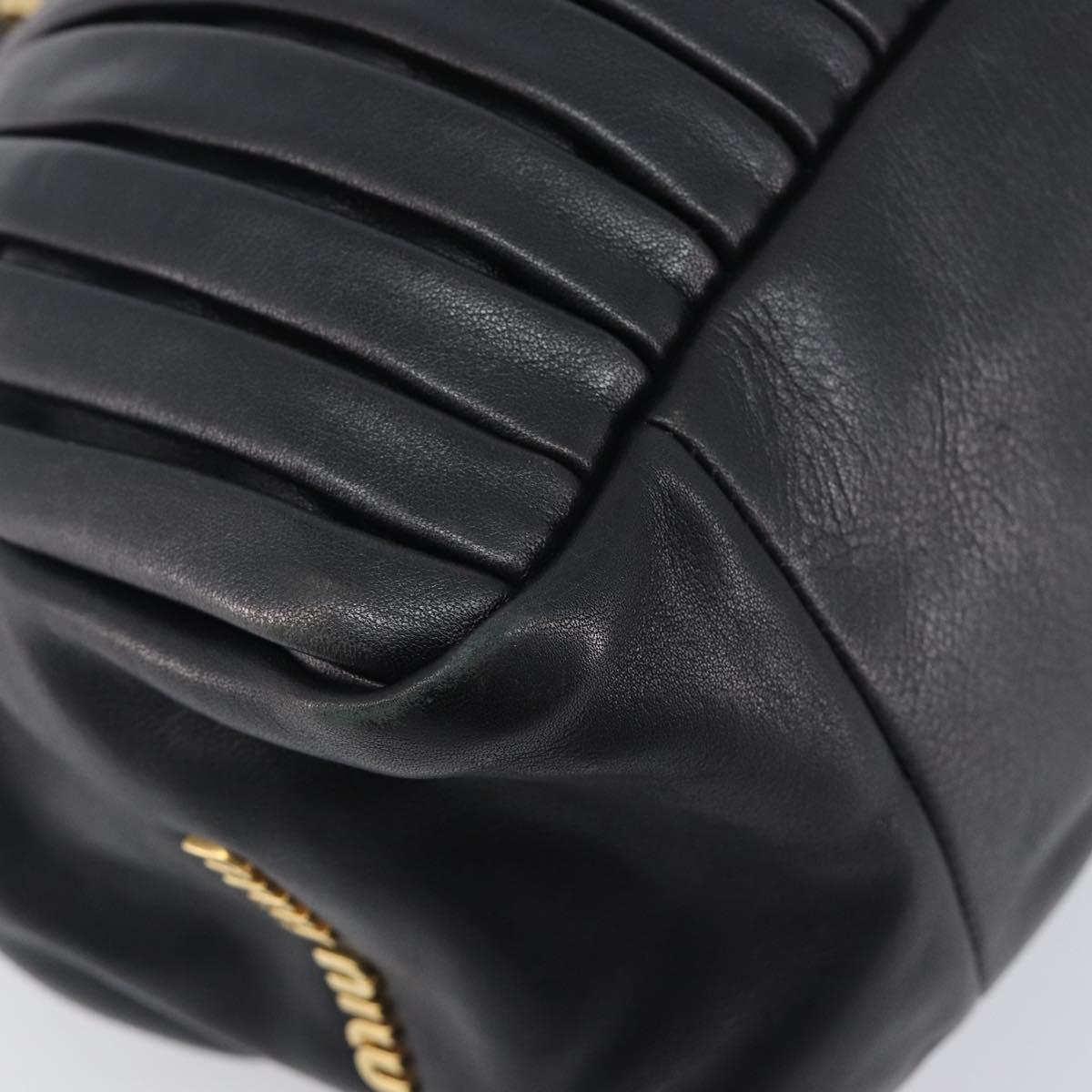 Miu Miu Hand Bag Leather 2way Black Gold Auth 167802M