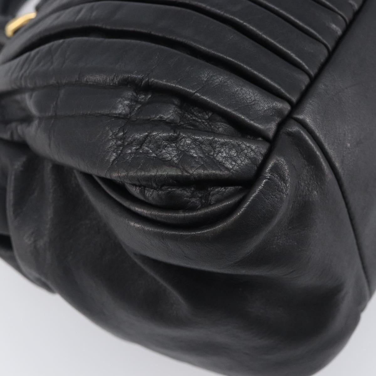 Miu Miu Hand Bag Leather 2way Black Gold Auth 167802M