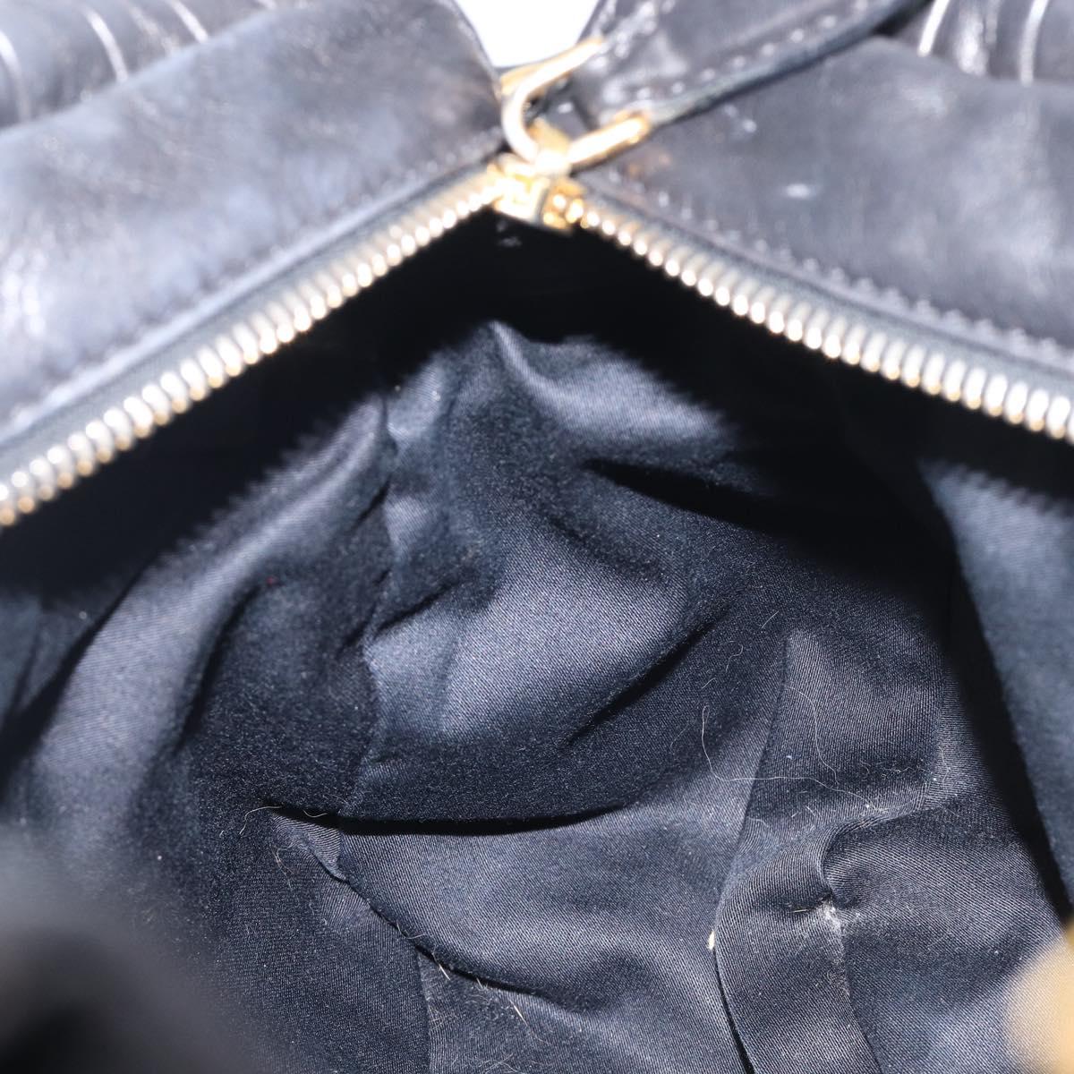 Miu Miu Hand Bag Leather 2way Black Gold Auth 167802M