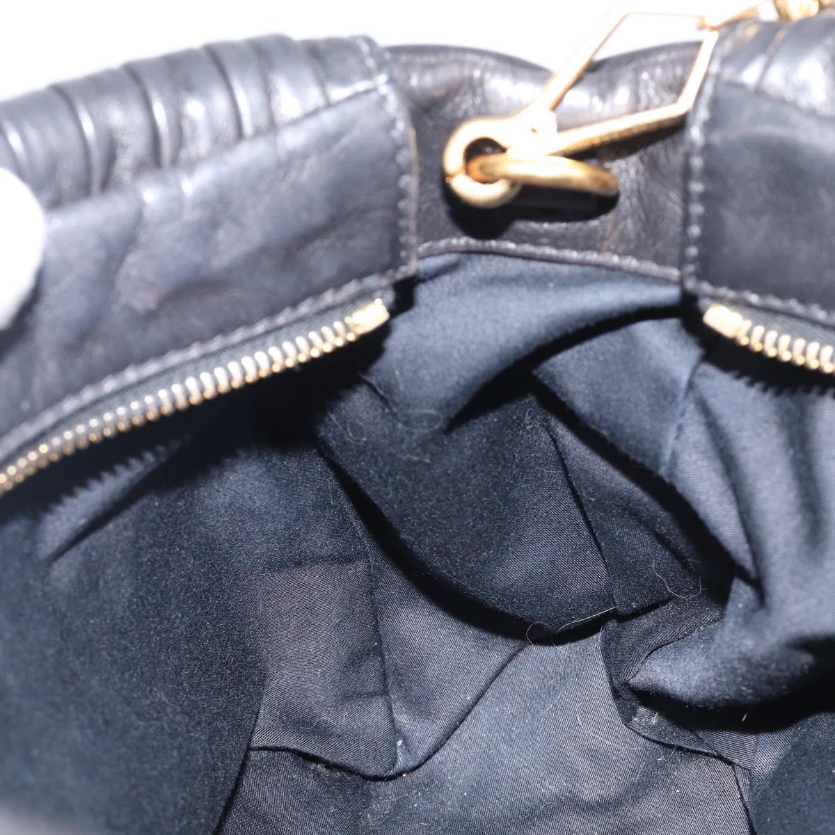 Miu Miu Hand Bag Leather 2way Black Gold Auth 167802M